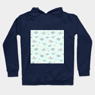 Watercolor whale and fish illustration Hoodie